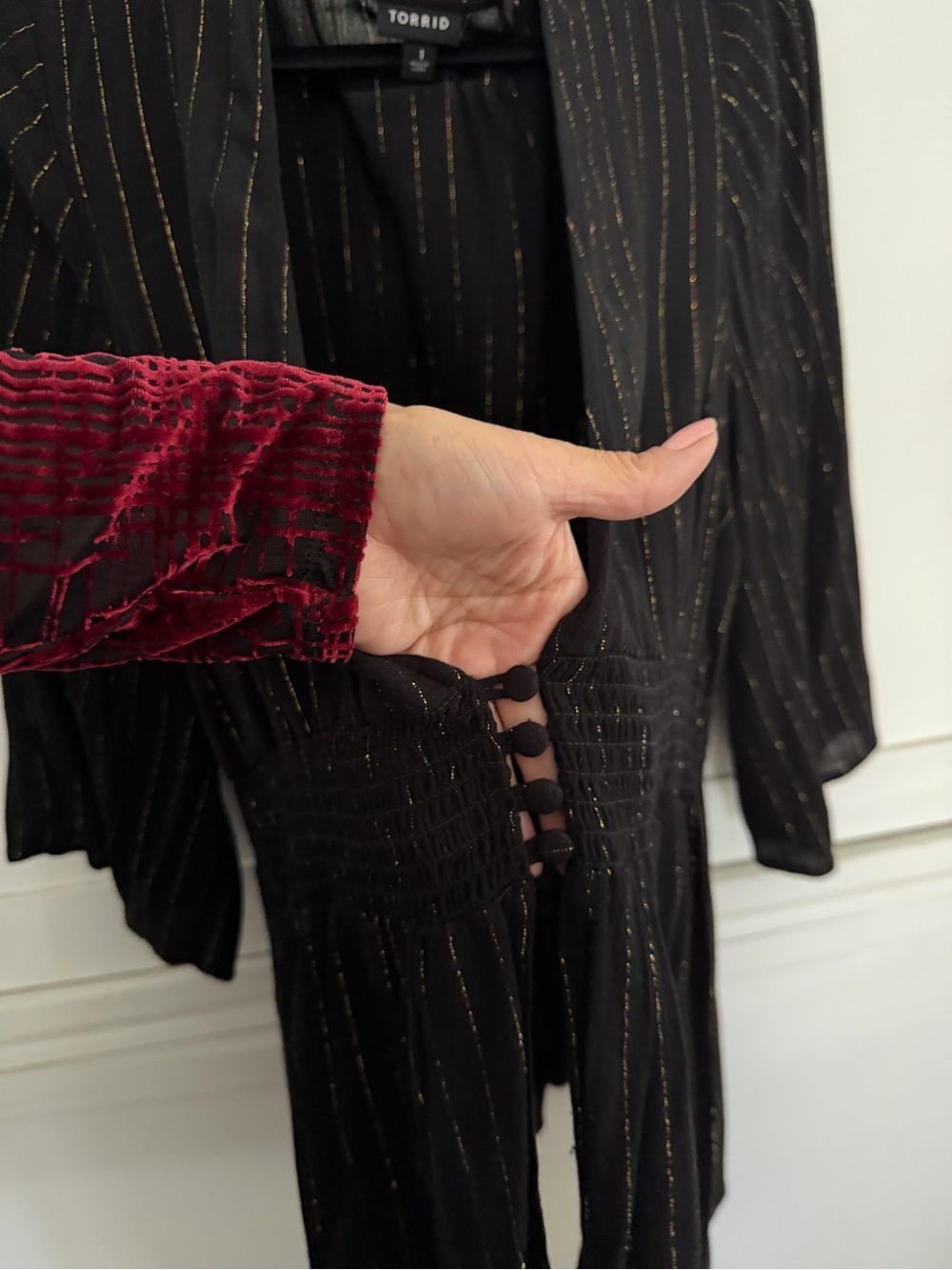 torrid Black Blouse with Gold Pinstripes - Long Sleeve - Picture 6 of 6